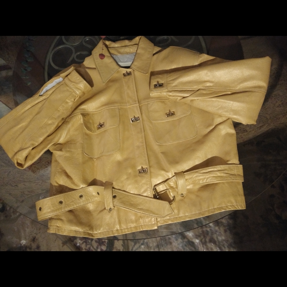 Vintage Genuine Yellow Gold Leather Jacket